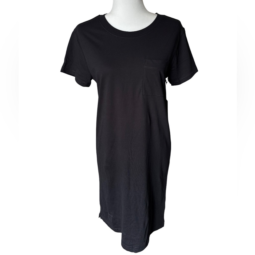 NWT PACT Women's Black Organic Cotton Soft spun Tee Dress size L
